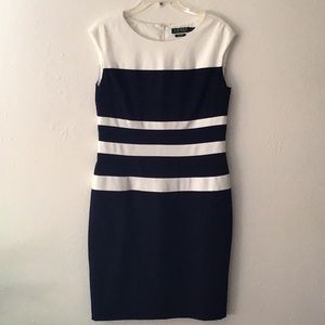 Lauren Ralph Lauren Sleeveless Dress Navy & Cream